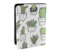 Wykjtwo Stampa di cactus disegnata a mano, Porta passaporto da viaggio in pelle PU Custodia per passaporto Copertine per passaporto da 6,5 pollici