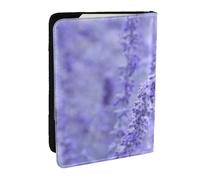 Wykjtwo Stampa di fiori colorati lavanda viola, Porta passaporto da viaggio in pelle PU Custodia per passaporto Copertine per passaporto da 6,5 pollici
