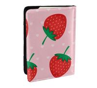 Wykjtwo Stampa di fragole rosa Kawaii, Porta passaporto da viaggio in pelle PU Custodia per passaporto Copertine per passaporto da 6,5 pollici