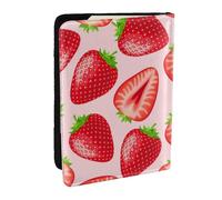 Wykjtwo Stampa di fragole rosa Kawaii, Porta passaporto da viaggio in pelle PU Custodia per passaporto Copertine per passaporto da 6,5 pollici