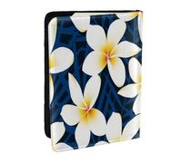 Wykjtwo Stampa Fiore di Plumeria Frangipani bianco tropicale, Porta passaporto da viaggio in pelle PU Custodia per passaporto Copertine per passaporto da 6,5 pollici