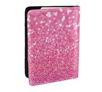 Wykjtwo Stampa glitter rosa scintillante, Porta passaporto da viaggio in pelle PU Custodia per passaporto Copertine per passaporto da 6,5 pollici