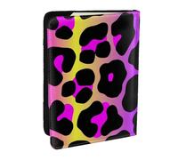 Wykjtwo Stampa leopardata al neon, Porta passaporto da viaggio in pelle PU Custodia per passaporto Copertine per passaporto da 6,5 pollici