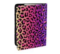 Wykjtwo Stampa leopardata con sfumature di colore al neon, Porta passaporto da viaggio in pelle PU Custodia per passaporto Copertine per passaporto da 6,5 pollici