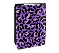 Wykjtwo Stampa leopardata viola, Porta passaporto da viaggio in pelle PU Custodia per passaporto Copertine per passaporto da 6,5 pollici