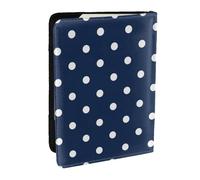 Wykjtwo Stampa Pois Bianchi Blu Navy, Porta passaporto da viaggio in pelle PU Custodia per passaporto Copertine per passaporto da 6,5 pollici