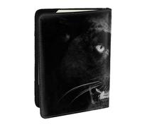 Wykjtwo Stampa ritratto leopardo nero, Porta passaporto da viaggio in pelle PU Custodia per passaporto Copertine per passaporto da 6,5 pollici