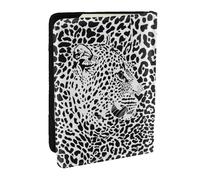 Wykjtwo Stampa tigre leopardata in bianco e nero, Porta passaporto da viaggio in pelle PU Custodia per passaporto Copertine per passaporto da 6,5 pollici