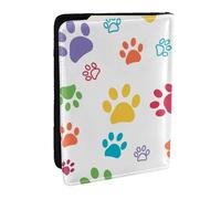 Wykjtwo Stampe colorate della zampa del cane, Porta passaporto da viaggio in pelle PU Custodia per passaporto Copertine per passaporto da 6,5 pollici