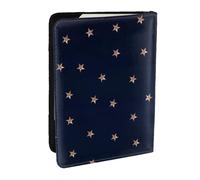 Wykjtwo Stelle scintillanti rosa blu scuro e oro rosa stellate, Porta passaporto da viaggio in pelle PU Custodia per passaporto Copertine per passaporto da 6,5 pollici