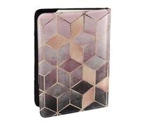 Wykjtwo Stile nordico, motivo geometrico rosa rosa, oro, Porta passaporto da viaggio in pelle PU Custodia per passaporto Copertine per passaporto da 6,5 pollici