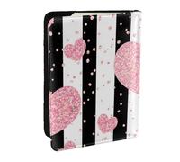 Wykjtwo Striscia di paillettes in oro rosa con cuore romantico, Porta passaporto da viaggio in pelle PU Custodia per passaporto Copertine per passaporto da 6,5 pollici