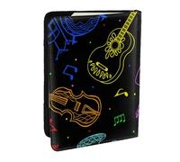 Wykjtwo Strumenti musicali Colori al neon, Porta passaporto da viaggio in pelle PU Custodia per passaporto Copertine per passaporto da 6,5 pollici