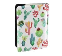 Wykjtwo Succulente del cactus dell'acquerello, Porta passaporto da viaggio in pelle PU Custodia per passaporto Copertine per passaporto da 6,5 pollici