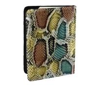 Wykjtwo Texture colorata della pelle di serpente, Porta passaporto da viaggio in pelle PU Custodia per passaporto Copertine per passaporto da 6,5 pollici
