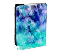 Wykjtwo Tintura per cravatta blu acquarello verde acqua, Porta passaporto da viaggio in pelle PU Custodia per passaporto Copertine per passaporto da 6,5 pollici