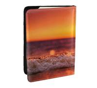 Wykjtwo Tramonto Con Le Onde Del Mare Stampate, Porta passaporto da viaggio in pelle PU Custodia per passaporto Copertine per passaporto da 6,5 pollici