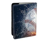 Wykjtwo Una Foto Di Una Palla Da Baseball In Acqua E Fuoco, Porta passaporto da viaggio in pelle PU Custodia per passaporto Copertine per passaporto da 6,5 pollici