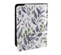 Wykjtwo Verde salvia viola delle foglie verdi, Porta passaporto da viaggio in pelle PU Custodia per passaporto Copertine per passaporto da 6,5 pollici