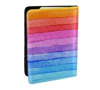 Wykjtwo Vernice ad acquerello colori vivaci linea grafica, Porta passaporto da viaggio in pelle PU Custodia per passaporto Copertine per passaporto da 6,5 pollici