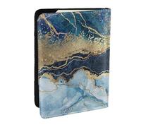 Wykjtwo Vernice astratta marmo blu glitter oro, Porta passaporto da viaggio in pelle PU Custodia per passaporto Copertine per passaporto da 6,5 pollici