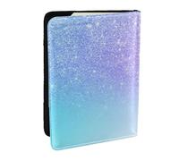 Wykjtwo Viola rosa Glitter Ombre sfumatura blu, Porta passaporto da viaggio in pelle PU Custodia per passaporto Copertine per passaporto da 6,5 pollici