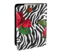 Wykjtwo Zebra animale fiore rosso, Porta passaporto da viaggio in pelle PU Custodia per passaporto Copertine per passaporto da 6,5 pollici