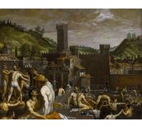 WYKUJMYTO Dipinti Famosi Stampa su Tela Astratto Mural Dipinto Bagnanti a San Niccolò di Domenico Cresti Per la Decorazione del Soggiorno 60x90cm