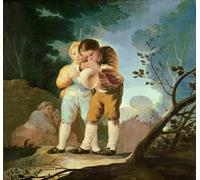 WYKUJMYTO Dipinti Famosi Stampa su Tela Astratto Mural Dipinto Bambini che gonfiano una vescica di Francisco De Goya Per la Decorazione del Soggiorno 60x90cm