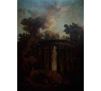 WYKUJMYTO Dipinti Famosi Stampa su Tela Astratto Mural Dipinto Capriiiccio di una fontana in un colonnato circolare di Hubert Robert Per la Decorazione del Soggiorno 60x90cm