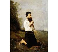 WYKUJMYTO Dipinti Famosi Stampa su Tela Astratto Mural Dipinto Contadino in preghiera Paysan En Priere di Jean Baptiste Camille Corot Per la Decorazione del Soggiorno 60x90cm