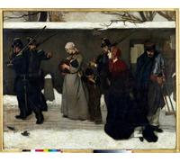 WYKUJMYTO Dipinti Famosi Stampa su Tela Astratto Mural Dipinto i Cacciatori di Vincennes Le Guardie Nazionali Fermano le Famiglie di Alfred Emile Stevens Per la Decorazione del Soggiorno 60x90cm