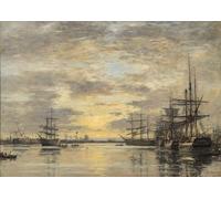 WYKUJMYTO Dipinti Famosi Stampa su Tela Astratto Mural Dipinto il Bassin De L eure a Le Havre di Eugene Louis Boudin Per la Decorazione del Soggiorno 60x90cm