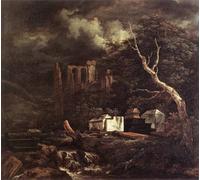 WYKUJMYTO Dipinti Famosi Stampa su Tela Astratto Mural Dipinto il Cimitero Ebraico di Jacob Van Ruisdael Per la Decorazione del Soggiorno 60x90cm