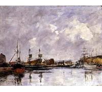 WYKUJMYTO Dipinti Famosi Stampa su Tela Astratto Mural Dipinto il porto di Dunkerque di Eugene Louis Boudin Per la Decorazione del Soggiorno 60x90cm