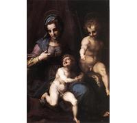 WYKUJMYTO Dipinti Famosi Stampa su Tela Astratto Mural Dipinto Lady col Bambino e San Giovannino di Andrea Del Sarto Per la Decorazione del Soggiorno 60x90cm