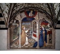 WYKUJMYTO Dipinti Famosi Stampa su Tela Astratto Mural Dipinto l'affresco Annunciazione di Jost Amman Per la Decorazione del Soggiorno 60x90cm