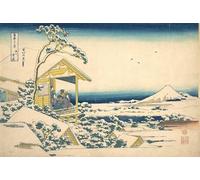 WYKUJMYTO Dipinti Famosi Stampa su Tela Astratto Mural Dipinto Mattina dopo la neve a Koishikawa in Edo Koishikawa Yuki No Ashita di Katsushika Hokusai Per la Decorazione del Soggiorno 60x90cm