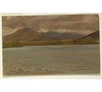 WYKUJMYTO Dipinti Famosi Stampa su Tela Astratto Mural Dipinto Mt Katahdin Dal lago Katahdin di Frederic Edwin Church Per la Decorazione del Soggiorno 60x90cm