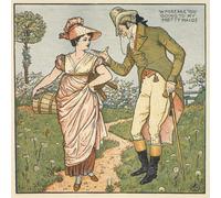 WYKUJMYTO Dipinti Famosi Stampa su Tela Astratto Mural Dipinto My Pretty Maid un gentiluomo che parla a una giovane donna di Walter Crane Per la Decorazione del Soggiorno 60x90cm