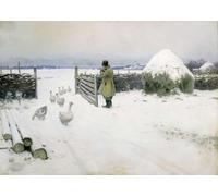 WYKUJMYTO Dipinti Famosi Stampa su Tela Astratto Mural Dipinto Nevicata Mikhail Markianovitch Guermacheff Per la Decorazione del Soggiorno 60x90cm
