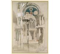 WYKUJMYTO Dipinti Famosi Stampa su Tela Astratto Mural Dipinto Parte della Basilica di San Marco Venezia Schizzo dopo la pioggia di maggio di John Ruskin Per la Decorazione del Soggiorno 60x90cm