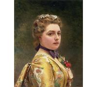 WYKUJMYTO Dipinti Famosi Stampa su Tela Astratto Mural Dipinto Ritratto di signora di Gustave Jean Jacquet Per la Decorazione del Soggiorno 60x90cm