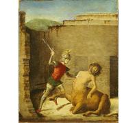 WYKUJMYTO Dipinti Famosi Stampa su Tela Astratto Mural Dipinto Teseo che uccide il Minotauro di Battista Cima Da Conegliano Per la Decorazione del Soggiorno 60x90cm