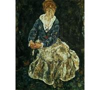 WYKUJMYTO Dipinti Famosi Stampa su Tela Astratto Mural Dipinto the Artists Wife Seatedc di Egon Schiele Per la Decorazione del Soggiorno 60x90cm