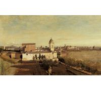 WYKUJMYTO Dipinti Famosi Stampa su Tela Astratto Mural Dipinto Trinità Dei Monti Veduta da Villa Medici di Jean baptiste camille Corot Per la Decorazione del Soggiorno 60x90cm