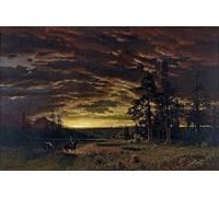 WYKUJMYTO Dipinti Famosi Stampa su Tela Astratto Mural Dipinto Una sera nella prateria di Albert Bierstadt Per la Decorazione del Soggiorno 60x90cm