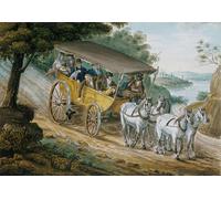 WYKUJMYTO Dipinti Famosi Stampa su Tela Astratto Mural Dipinto Viaggio in diligenza vicino a Trenton di Pavel Petrovich Svinin Per la Decorazione del Soggiorno 60x90cm