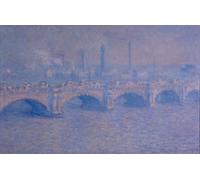 WYKUJMYTO Dipinti Famosi Stampa su Tela Astratto Mural Dipinto Waterloo Bridge Effet De Soleil di Claude Monet Per la Decorazione del Soggiorno 60x90cm