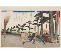 WYKUJMYTO Dipinti Famosi Stampe Artistiche su Tela Olio Dipinto su Tela alla periferia della locanda a Kumotsu di Utagawa Hiroshige Per la Decorazione della Camera da Letto 60x90cm